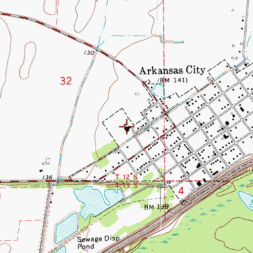 Topographic Map of Arkansas City Elementary School, AR