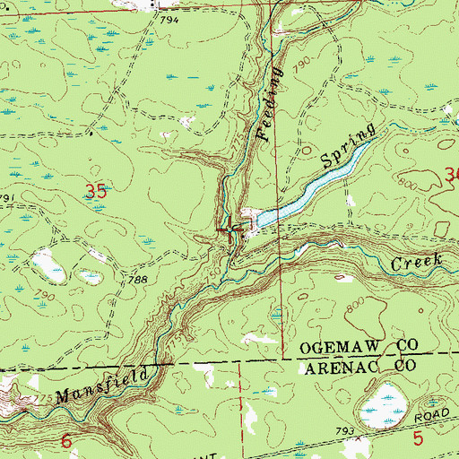 Topographic Map of Spring Creek, MI