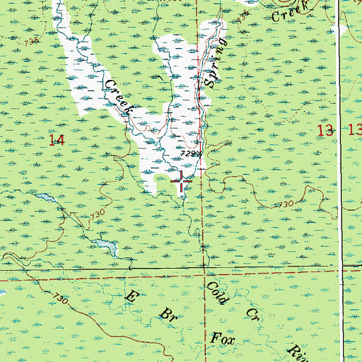 Topographic Map of Spring Creek, MI