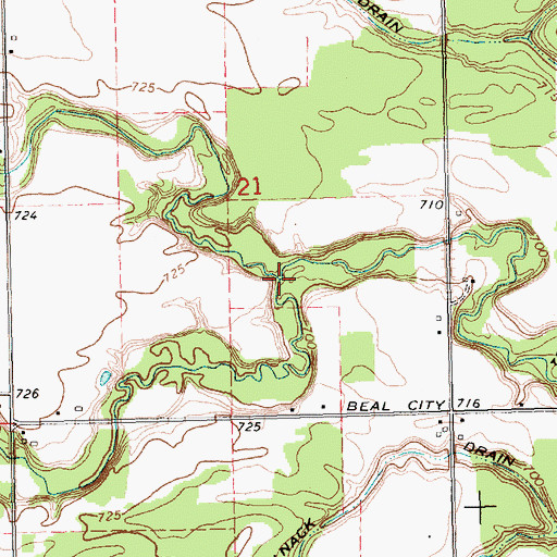 Topographic Map of Spring Creek, MI