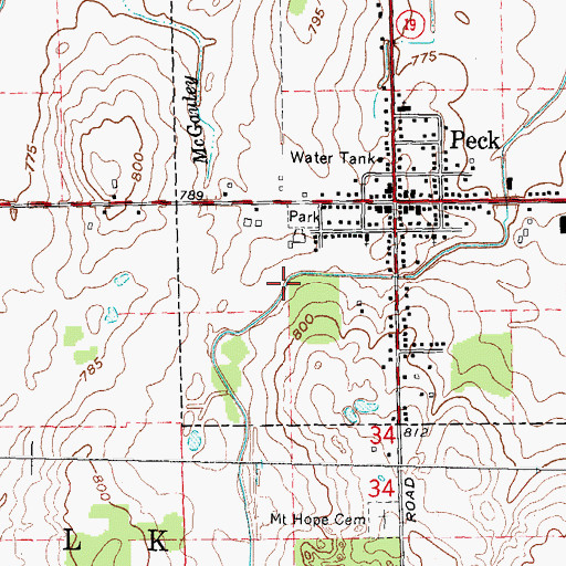 Topographic Map of Spring Creek Drain, MI