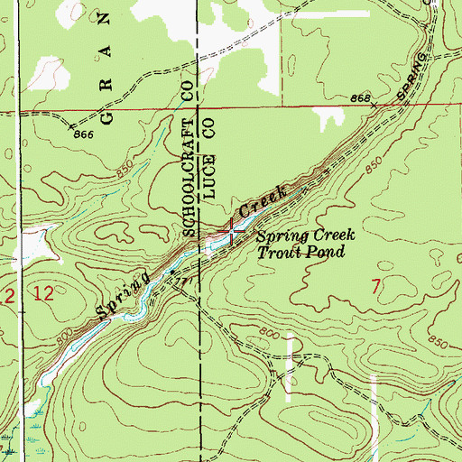 Topographic Map of Spring Creek Trout Pond, MI