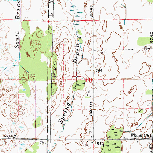 Topographic Map of Spring Drain, MI