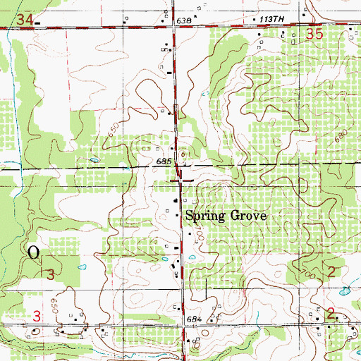 Topographic Map of Spring Grove, MI