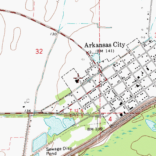 Topographic Map of Arkansas City High School, AR