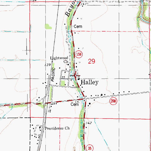 Topographic Map of Bowie Cemetery, AR