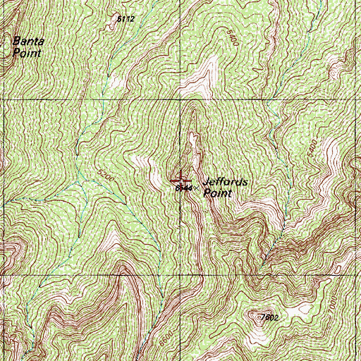 Topographic Map of Jeffords Point, AZ