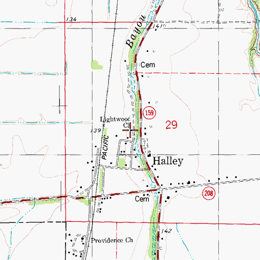 Topographic Map of Lightwood Church, AR