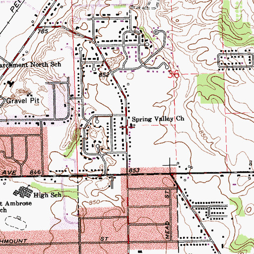 Topographic Map of Spring Valley Church, MI
