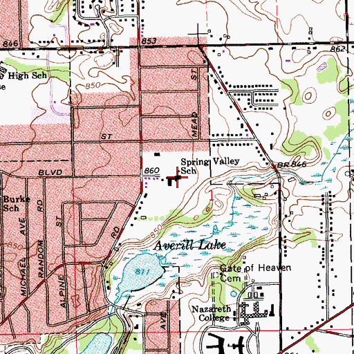 Topographic Map of Spring Valley School, MI
