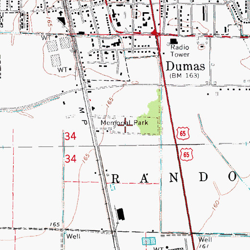 Topographic Map of Memorial Park, AR