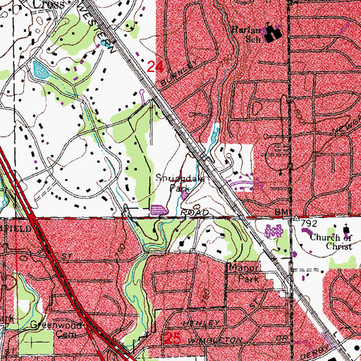 Topographic Map of Springdale Park, MI