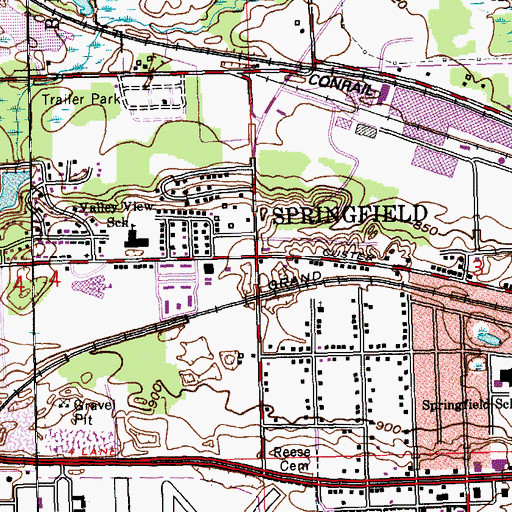 Topographic Map of Springfield, MI