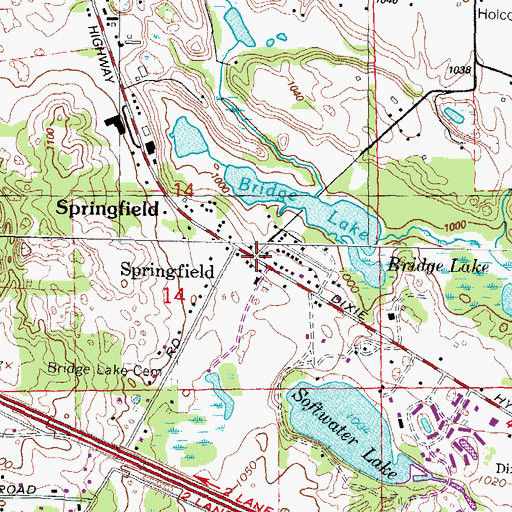 Topographic Map of Springfield, MI