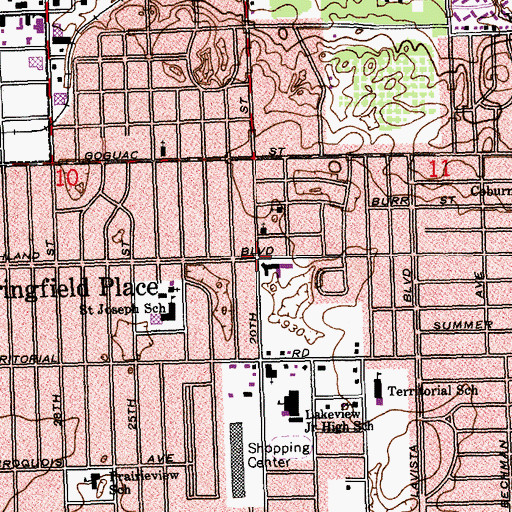 Topographic Map of Springfield Place, MI