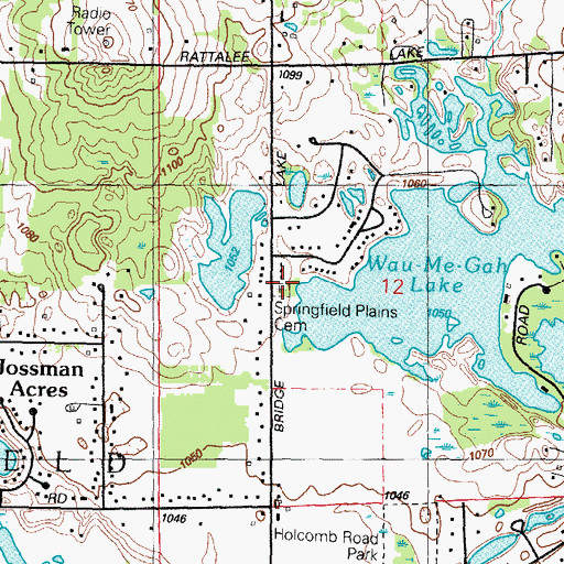 Topographic Map of Springfield Plains Cemetery, MI
