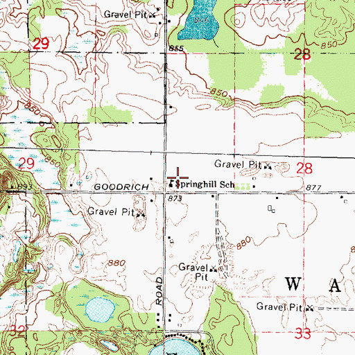 Topographic Map of Springhill School, MI