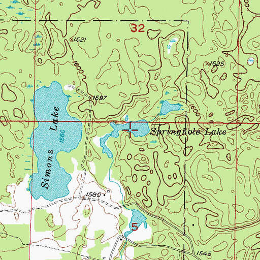 Topographic Map of Springhole Lake, MI