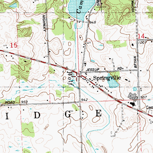 Topographic Map of Springville, MI
