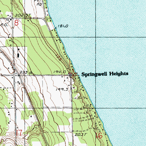 Topographic Map of Springwell Heights, MI