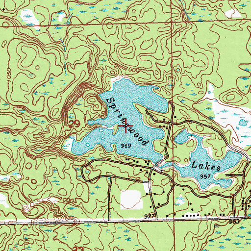 Topographic Map of Springwood Lakes, MI