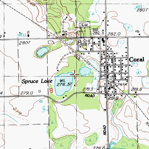 Topographic Map of Spruce Lake, MI