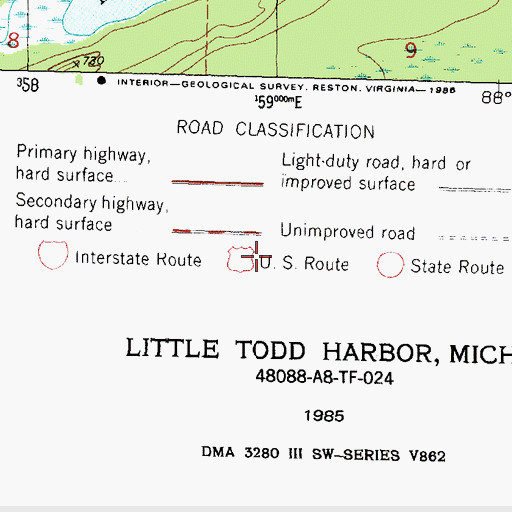 Topographic Map of Spruce Point, MI