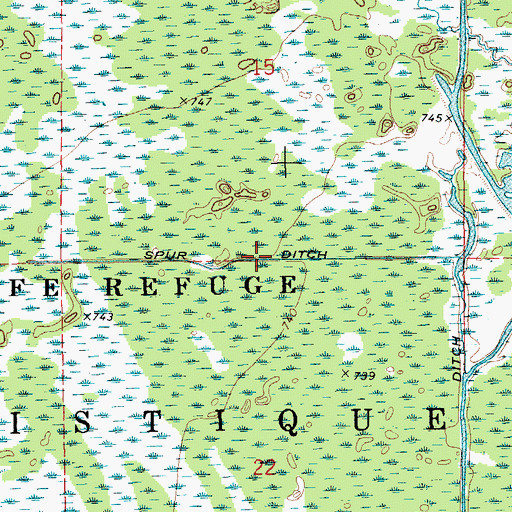 Topographic Map of Spur Ditch, MI