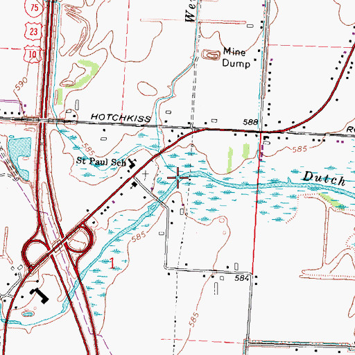 Topographic Map of Squaconning Creek, MI