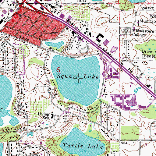 Topographic Map of Square Lake, MI