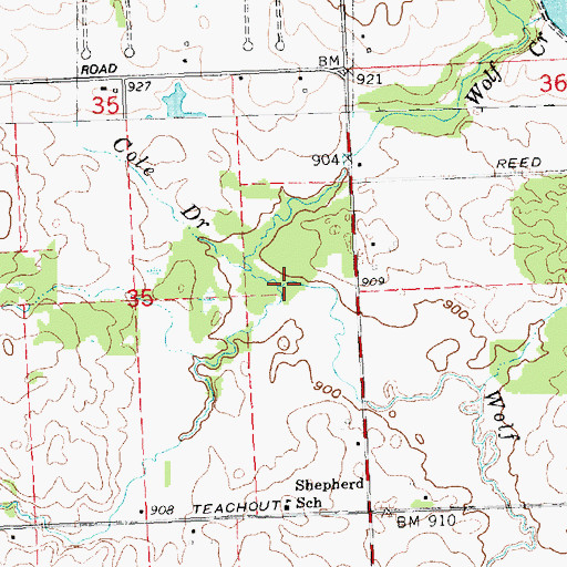 Topographic Map of Squaw Creek, MI