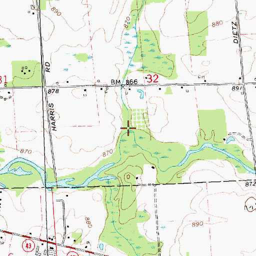 Topographic Map of Squaw Creek, MI