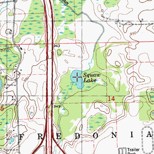 Topographic Map of Squaw Lake, MI