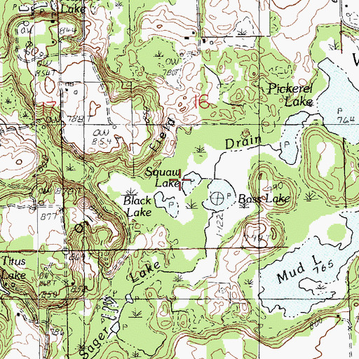 Topographic Map of Squaw Lake, MI