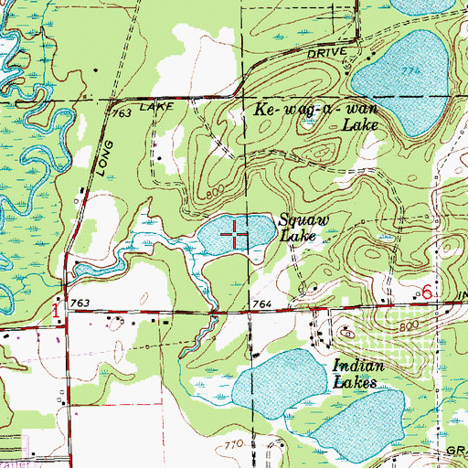 Topographic Map of Squaw Lake, MI