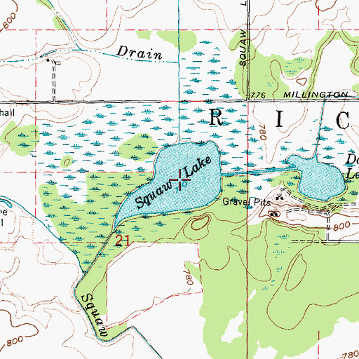 Topographic Map of Squaw Lake, MI