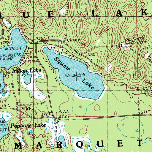 Topographic Map of Squaw Lake, MI