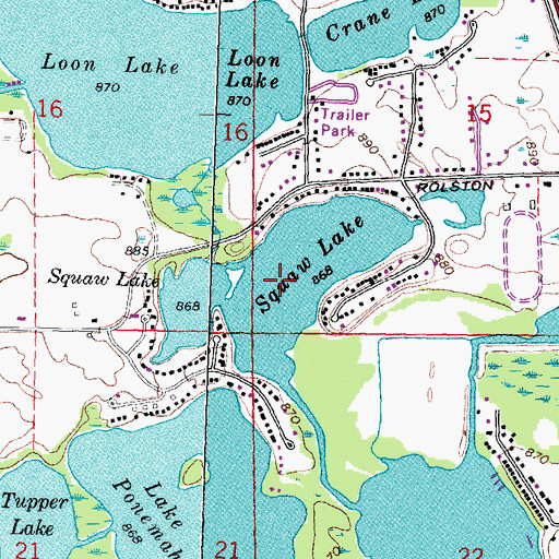 Topographic Map of Squaw Lake, MI