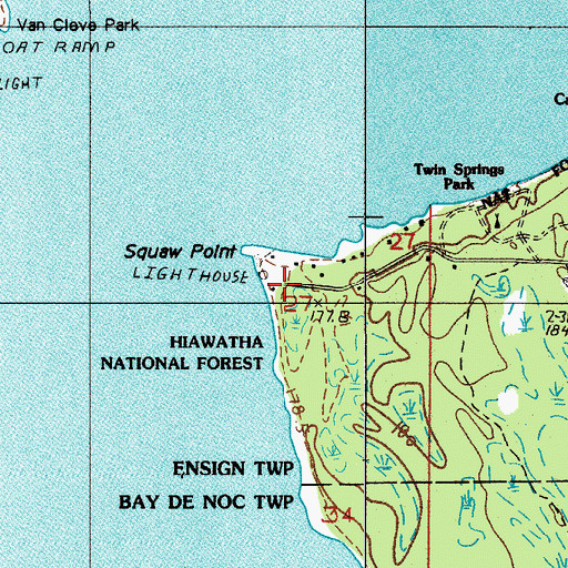 Topographic Map of Squaw Point, MI