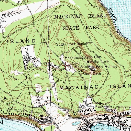 Topographic Map of Saint Anne's Catholic Cemetery, MI