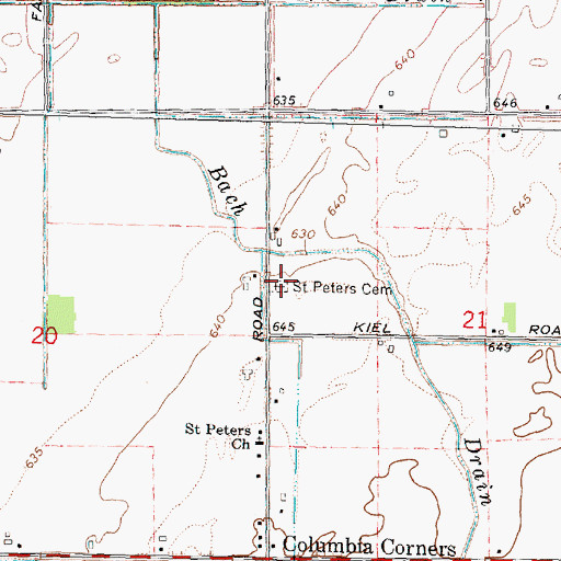 Topographic Map of Saint Peters Cemetery, MI