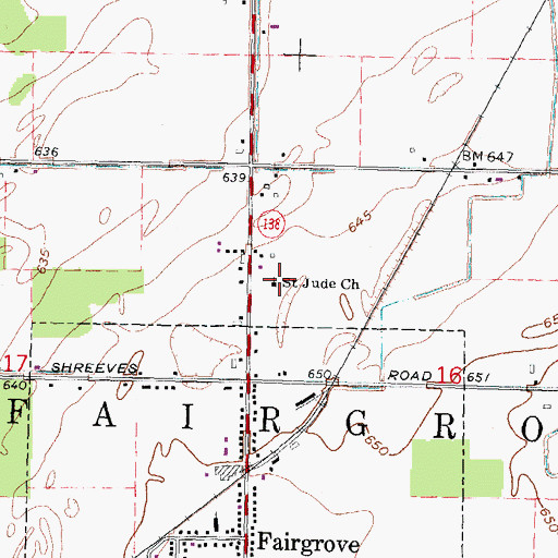 Topographic Map of Saint Jude Church, MI