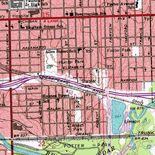 Topographic Map of Stabler Park, MI