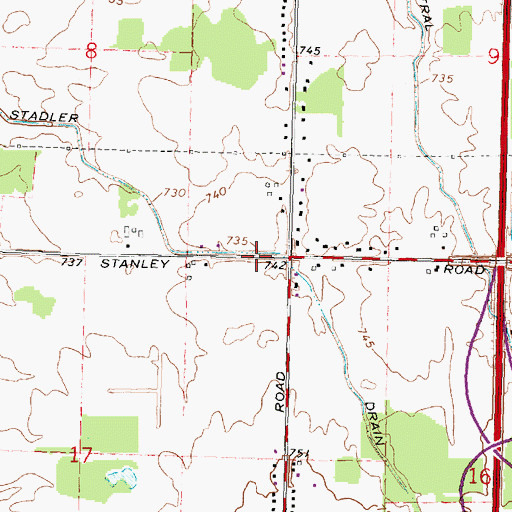 Topographic Map of Stadler Drain, MI