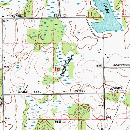 Topographic Map of Stage Lake, MI
