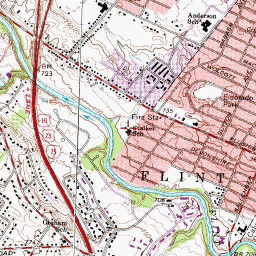 Topographic Map of Stalker School, MI