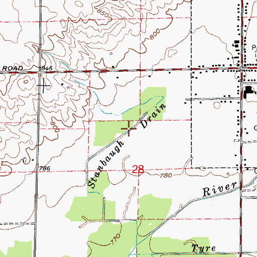 Topographic Map of Stanbaugh Drain, MI