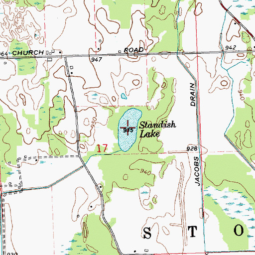 Topographic Map of Standish Lake, MI