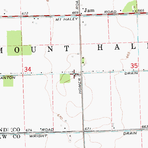Topographic Map of Stanton Drain, MI