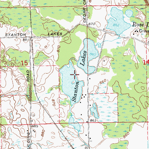 Topographic Map of Stanton Lakes, MI